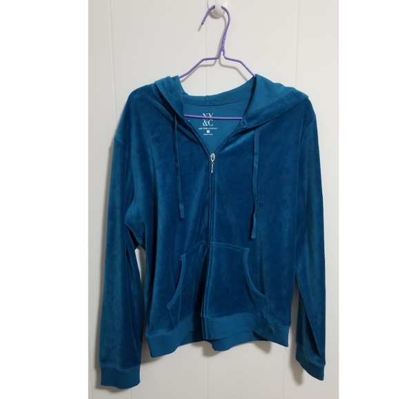 New York & Company Jackets & Blazers - New York & Company Hooded velour zip-front jacket